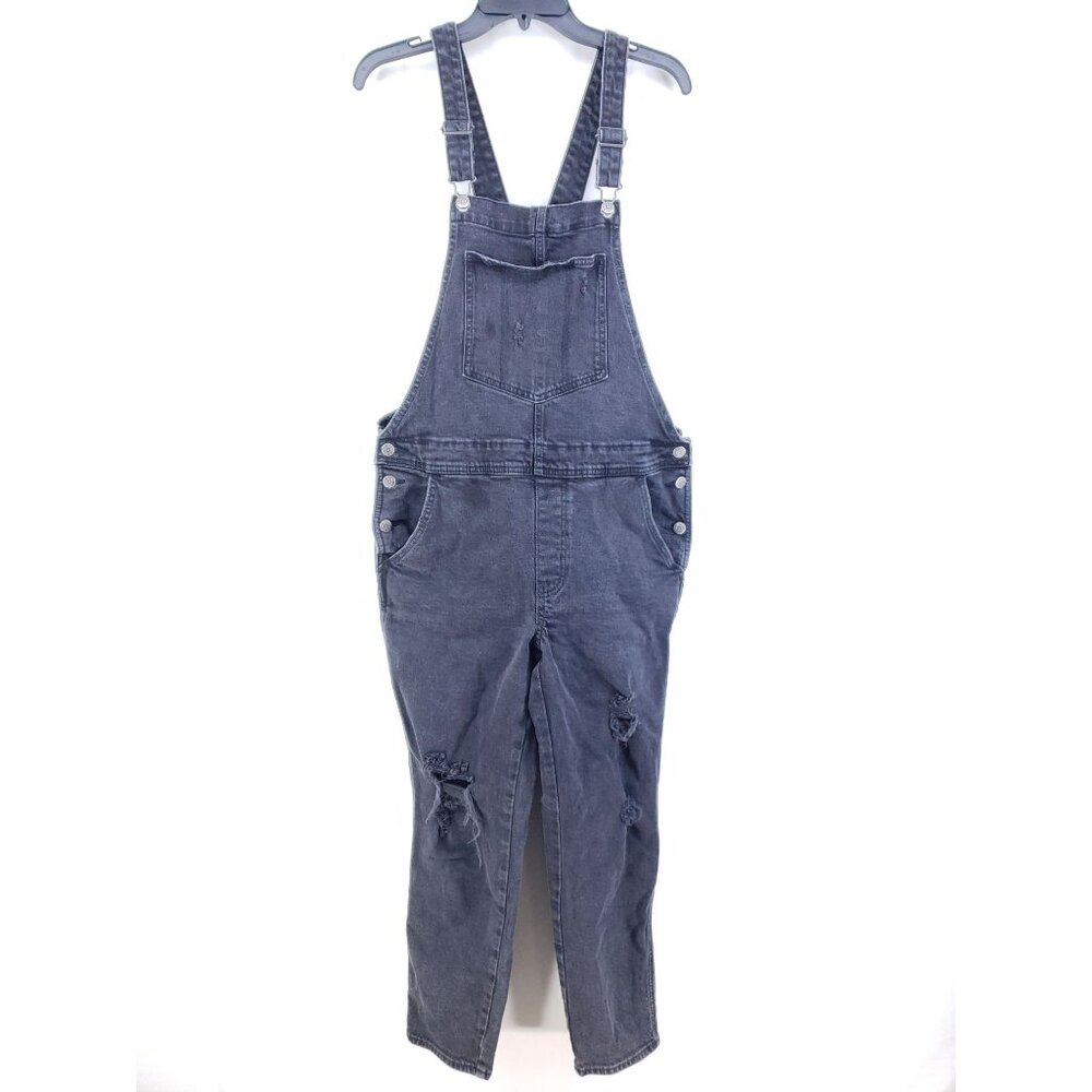 Old Navy Destroyed Denim Overalls Women's Size 12 Black